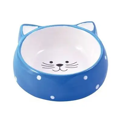 Mr.Kranch миска для кошек "Мордочка кошки" керамическая, голубая