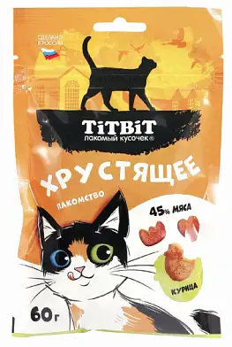 TiTBiT Лакомство хрустящее для кошек с курицей 