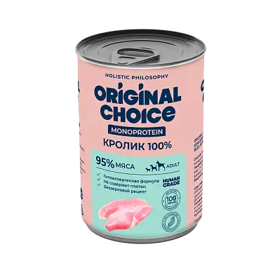 ORIGINAL CHOICE MONOPROTEIN ADULT консервы для собак всех пород кролик
